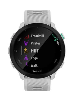 GARMIN Forerunner 55 - 42MM - Up To 14 Days Battery Life - 1.04"inch Sunlight-Visible Display, Scratch Resistant, Chemically Strengthened Glass, Heart Rate Monitor, All Day Stress Monitor, Advanced GPS and Running Features, Built-in GNSS and Sports App, iOS and Android Compatible White  - Image 4