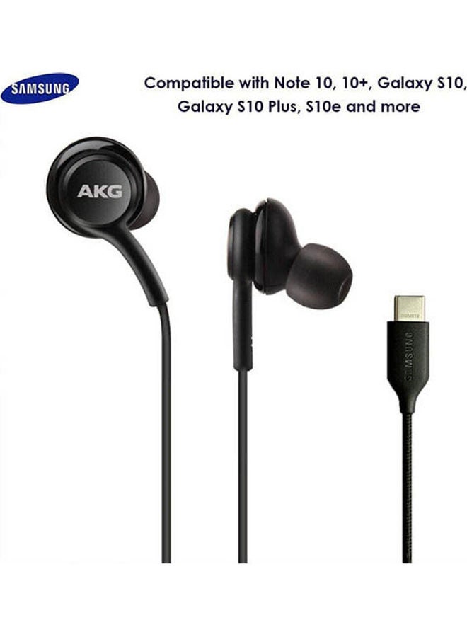Generic - Oem Earbuds Stereo Headphones For Samsung Galaxy Note 10 10+ S20 S20+ S20 Ultra Devices - Designed By Akg - Braided Cable Earphones With Microphone And Volume Remote Type-C Connector Black - Image 1