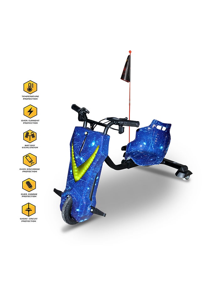 جوكي جوكي سكوتر الانجراف الكهربائي 48 فولت مع مفتاح تشغيل عالي الطاقة قابل للتعديل، ضوء LED وبلوتوث 90x60x60 سم متعدد الألوان 90x60x60سم - Image 3