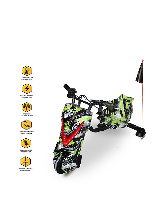 جوكي جوكي سكوتر الانجراف الكهربائي 48 فولت مع مفتاح تشغيل عالي الطاقة قابل للتعديل، ضوء LED وبلوتوث 90x60x60 سم متعدد الألوان 90x60x60سم - Image 3