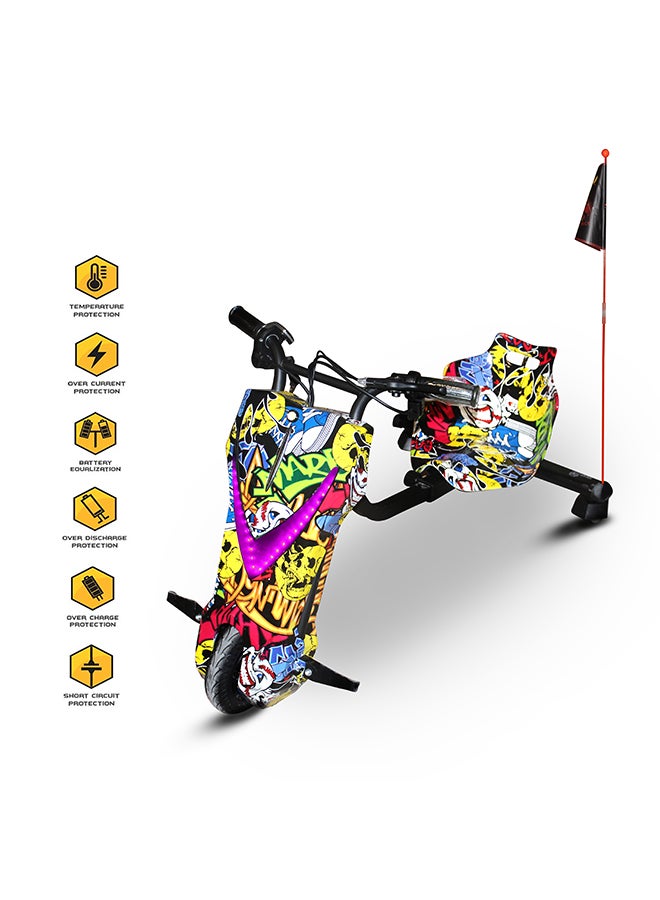 جوكي جوكي سكوتر الانجراف الكهربائي 48 فولت مع مفتاح تشغيل عالي الطاقة قابل للتعديل وإضاءة LED وبلوتوث - Image 3