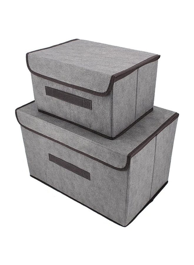 Pack Of 4 Foldable Storage Box With Lid Grey 36x23x24cm - v1648098711/N51346465A_2