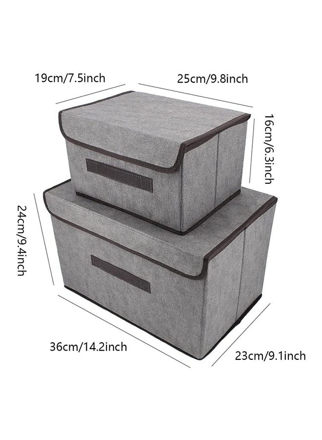 Pack Of 4 Foldable Storage Box With Lid Grey 36x23x24cm - v1648098711/N51346465A_3