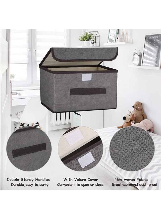 Pack Of 4 Foldable Storage Box With Lid Grey 36x23x24cm - v1648098711/N51346465A_5