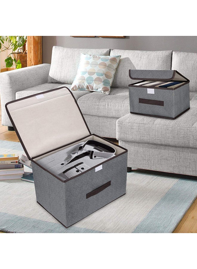 Generic - Pack Of 4 Foldable Storage Box With Lid Grey 36x23x24cm - Image 1