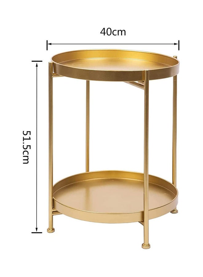 Sharpdo - Nordic Style Round Side Table With Double Layers Golden Suitable For Living Room Gold - Image 1