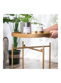 Sharpdo Nordic Style Round Side Table With Double Layers Golden Suitable For Living Room Gold  - Image 4