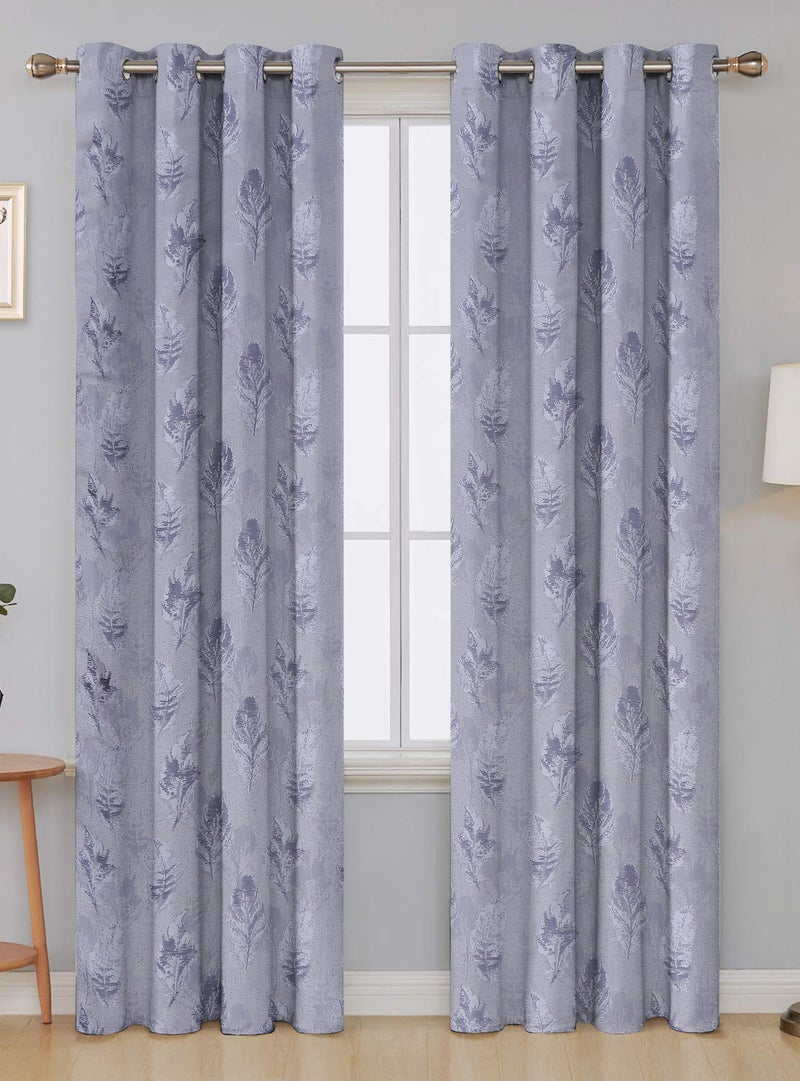 هوم تاون مجموعة ستائر نافذة للتعتيم بطبعة وفتحات علوية بحلقات ومصنوعة من البوليستر والجاكار من هوم تاون، من قطعتين متعدد الألوان 135 x 240سم - Image 3