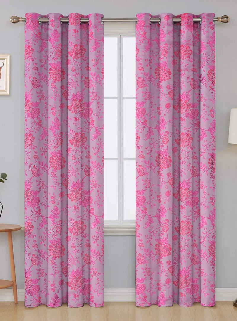 هوم تاون مجموعة ستائر نافذة للتعتيم بطبعة وفتحات علوية بحلقات ومصنوعة من البوليستر والجاكار من هوم تاون، من قطعتين متعدد الألوان 135 x 240سم - Image 4