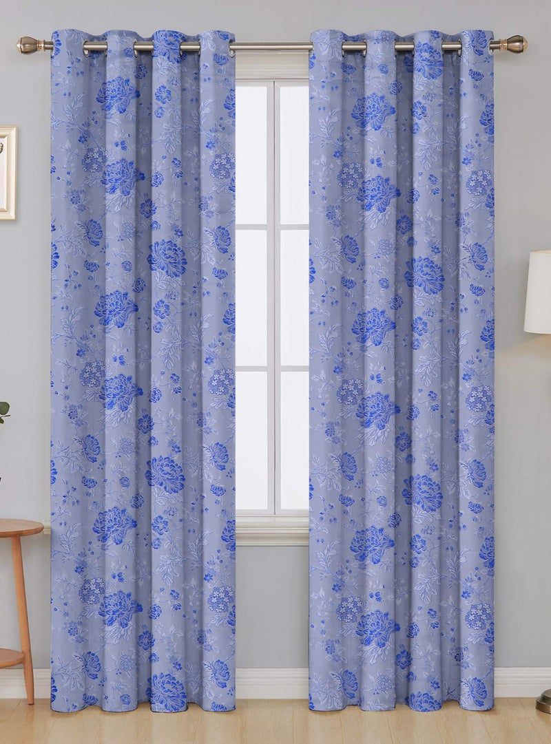 هوم تاون مجموعة ستائر نافذة للتعتيم بطبعة وفتحات علوية بحلقات ومصنوعة من البوليستر والجاكار من هوم تاون، من قطعتين متعدد الألوان 135 x 240سم - Image 3