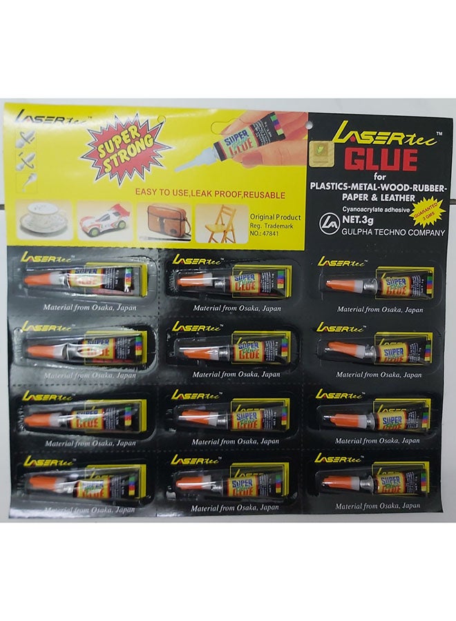 12-Piece Fast Adhesive Super Glue Set Multicolour 14.8 x 9.6inch