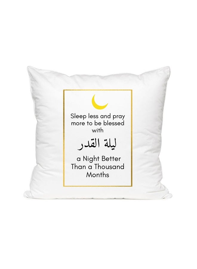 MEC Sleep Less And Pray More To Be Blessed Printed Pillow White/Black/Yellow 40x40cm  - Image 1