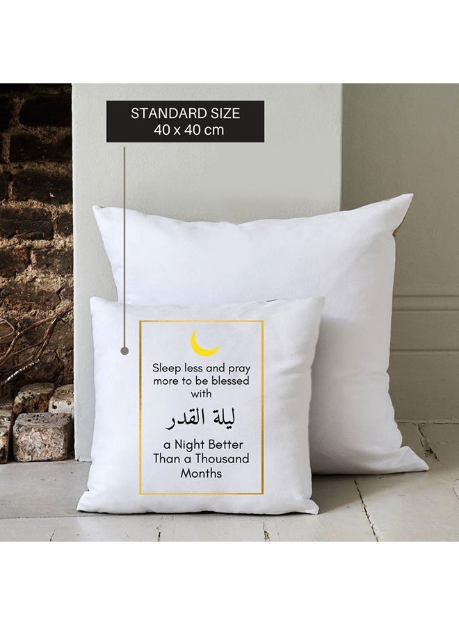 MEC Sleep Less And Pray More To Be Blessed Printed Pillow White/Black/Yellow 40x40cm  - Image 3