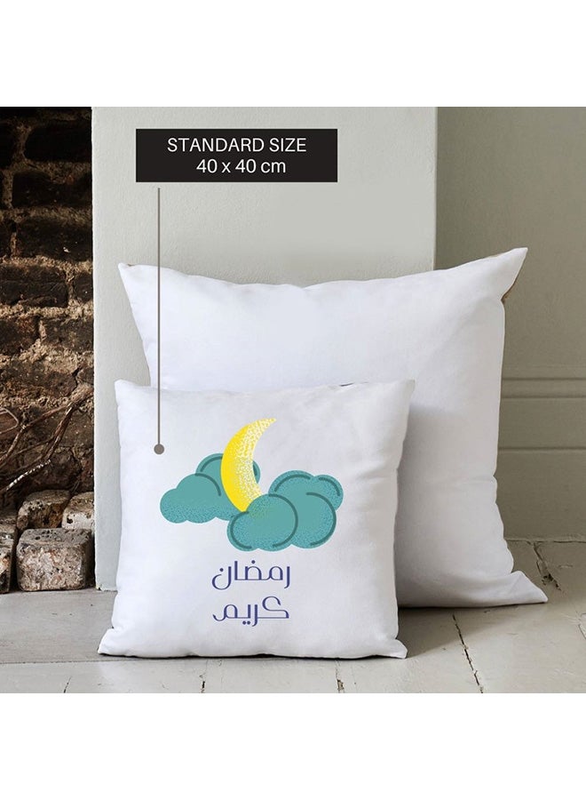 MEC Ramadan Kareem Printed Pillow White/Blue/Yellow 40x40cm - Image 3