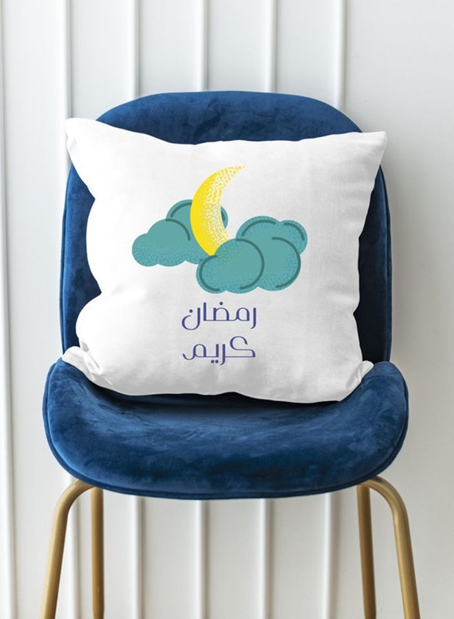 MEC Ramadan Kareem Printed Pillow White/Blue/Yellow 40x40cm - Image 2