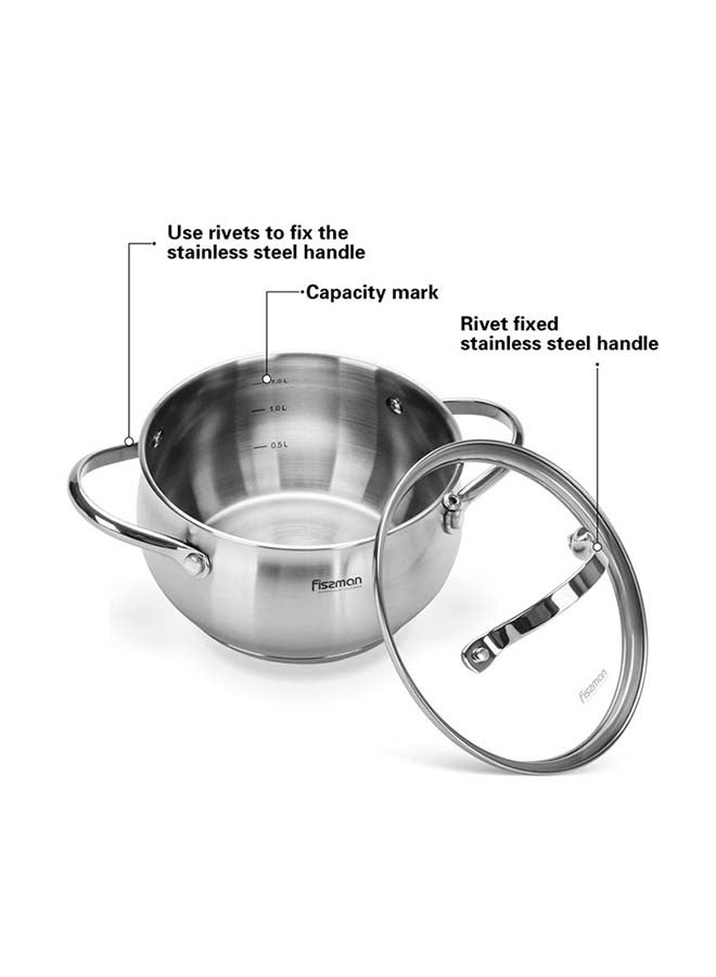 Fissman Stainless Steel Stockpot with Glass Lid Silver 24x13cm - Image 2