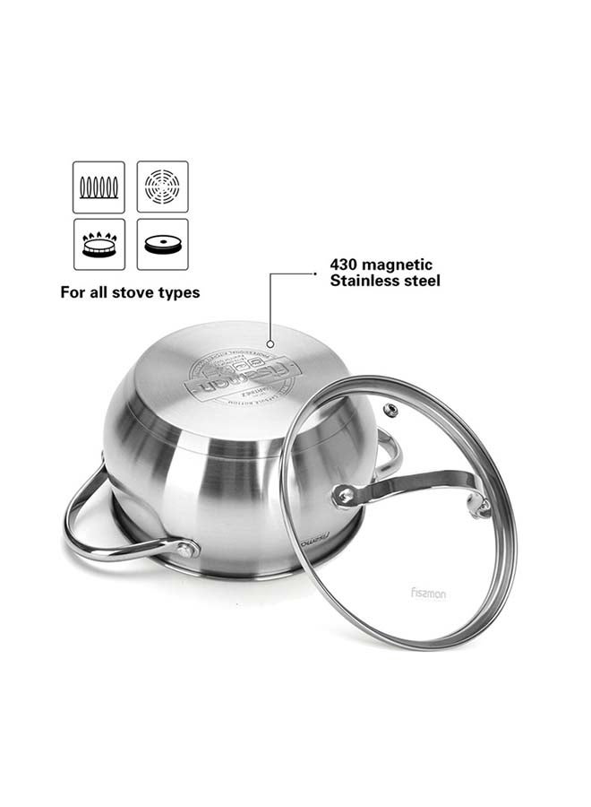 Fissman Stainless Steel Stockpot with Glass Lid Silver 24x13cm - Image 3