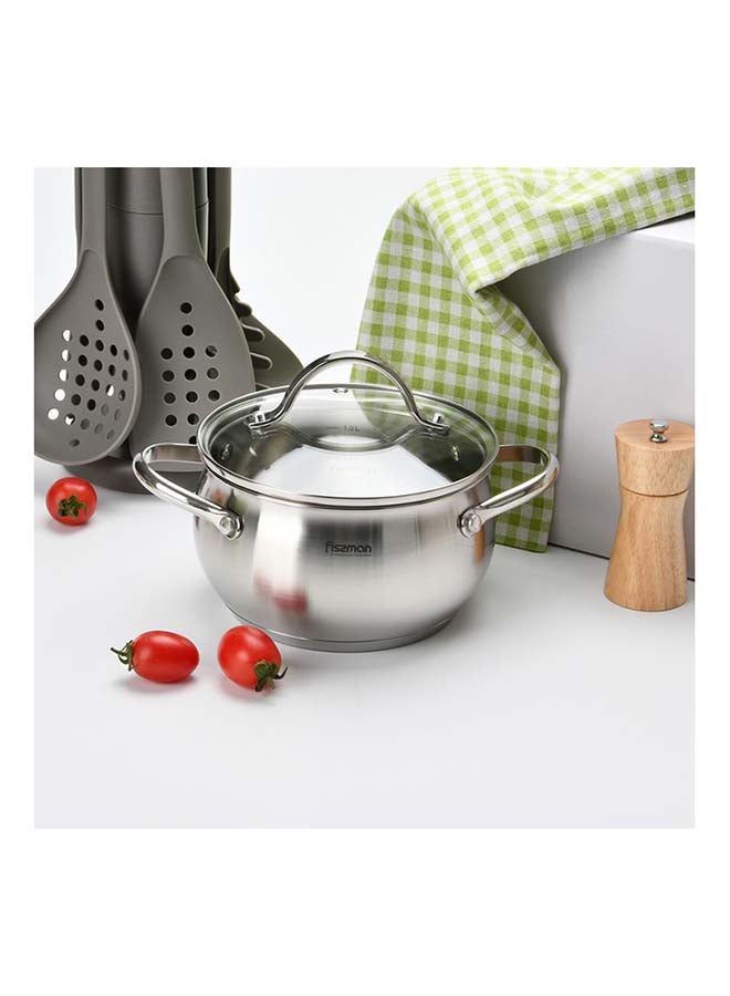 Fissman Stainless Steel Stockpot with Glass Lid Silver 24x13cm - Image 4