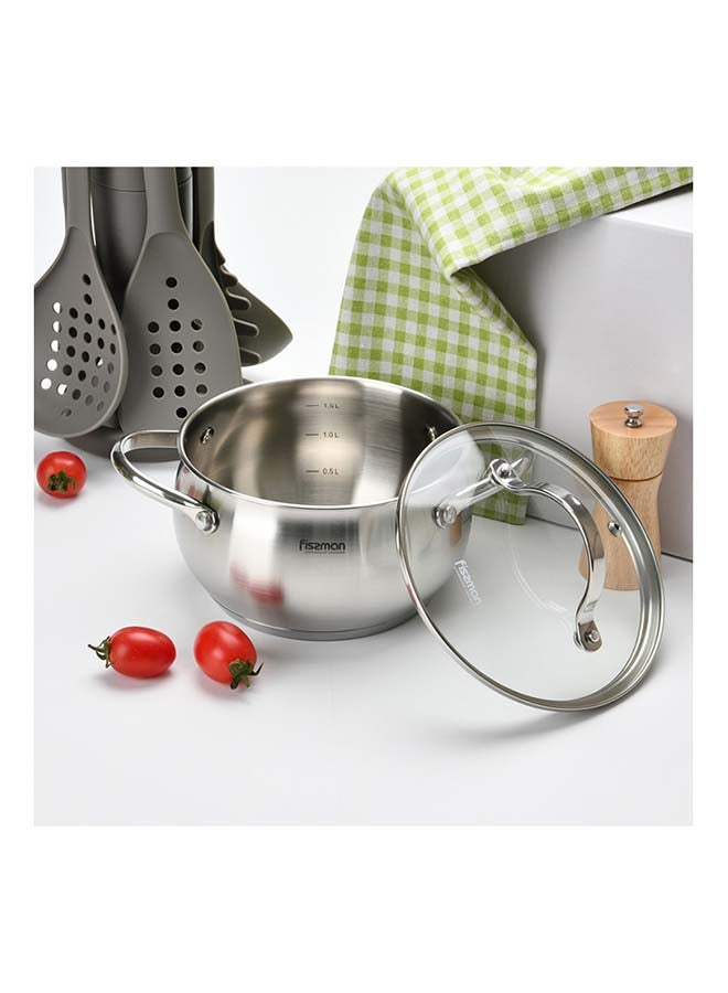 Fissman Stainless Steel Stockpot with Glass Lid Silver 24x13cm - Image 5