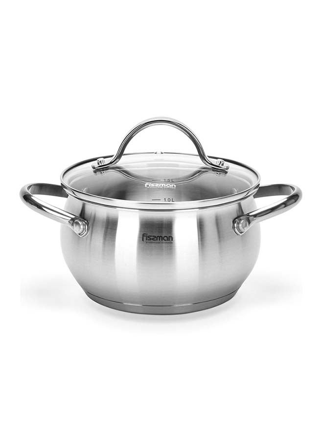 Fissman Stainless Steel Stockpot with Glass Lid Silver 24x13cm - Image 1