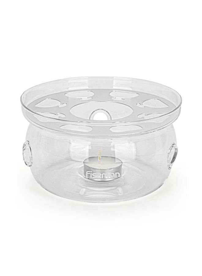 Fissman Tea Pot Warmer With Candle Heat Resistant Glass Clear 15x8cm  - Image 1