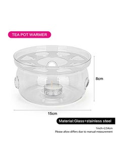 Fissman Tea Pot Warmer With Candle Heat Resistant Glass Clear 15x8cm  - Image 3