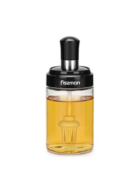 Oil Bottle With Brush Black/Clear 250ml