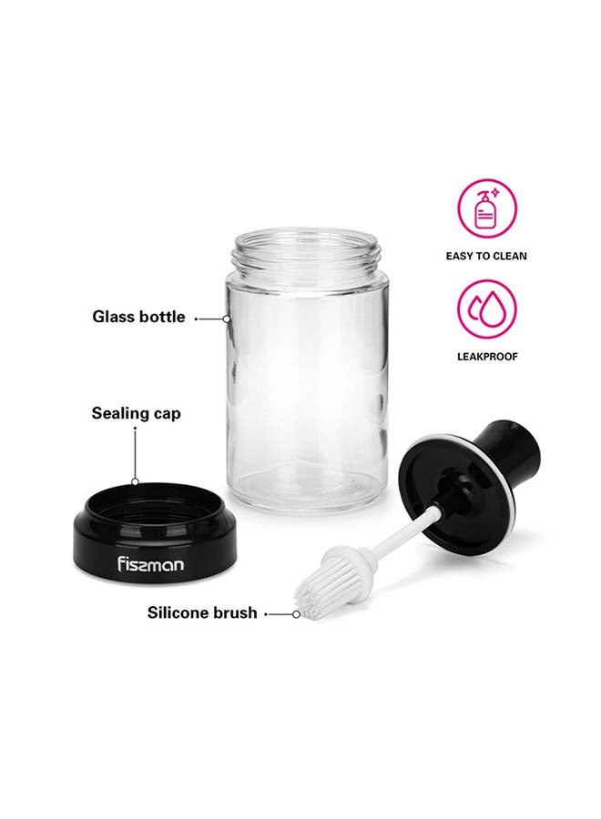 Fissman Oil Bottle With Brush Black/Clear 250ml  - Image 2