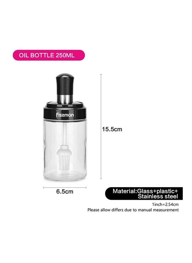 Fissman Oil Bottle With Brush Black/Clear 250ml  - Image 3