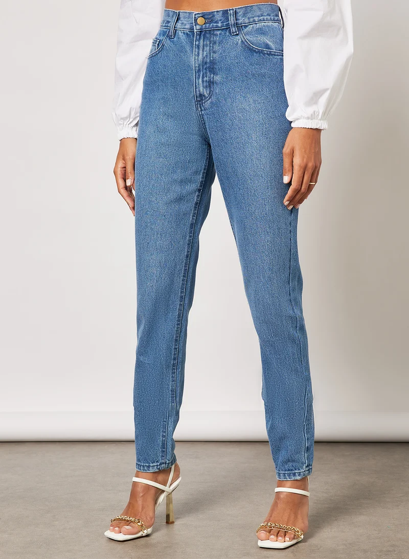 FEMME LUXE Ripped Back Mom Jeans