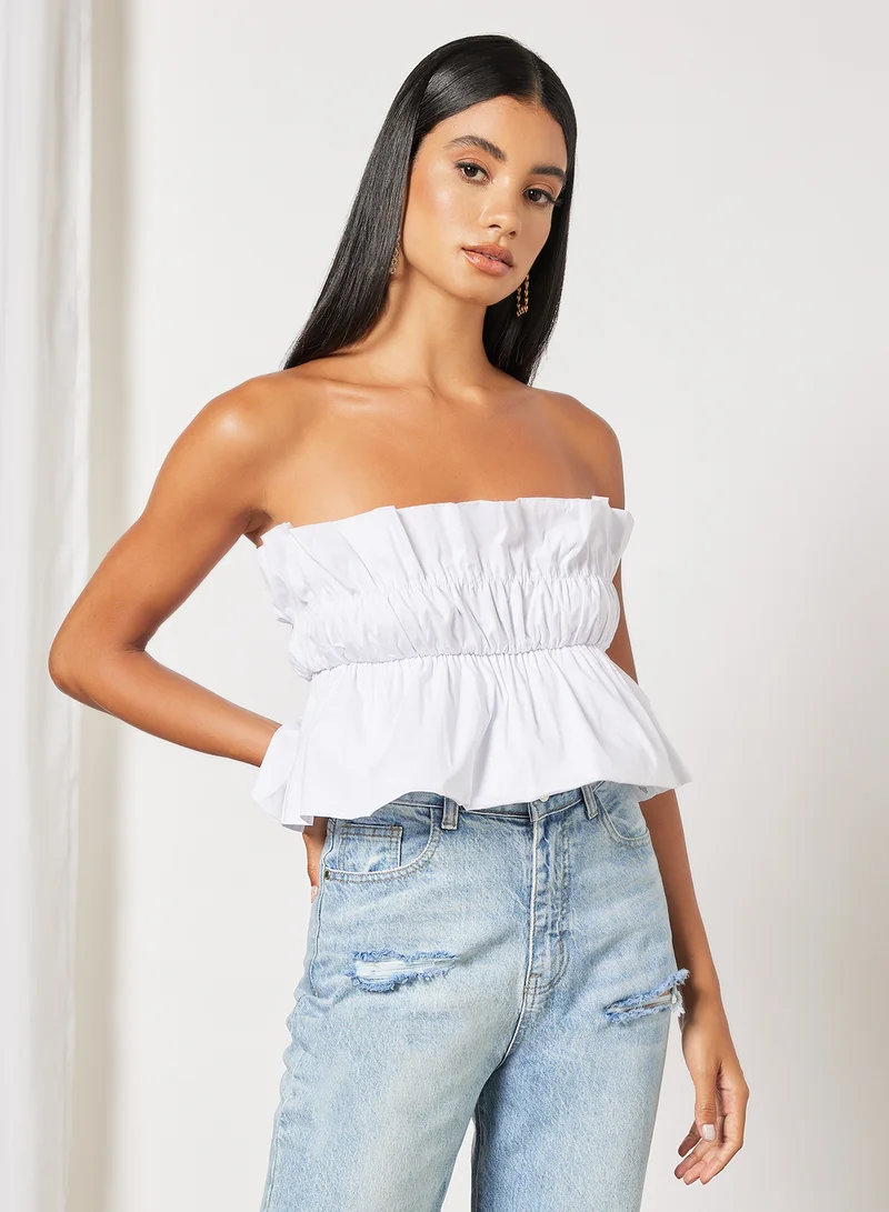 FEMME LUXE Bandeau Frill Crop Top