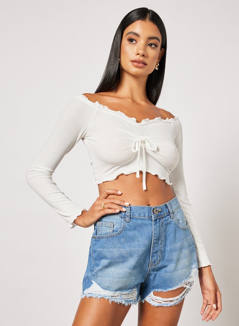 FEMME LUXE - Bardot Blouse White - Image 1