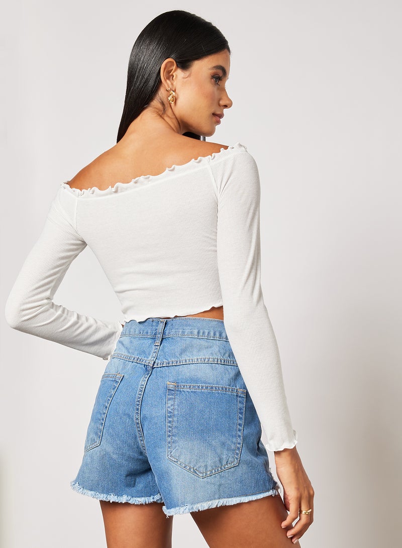 FEMME LUXE - Bardot Blouse White - Image 1