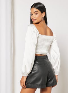 FEMME LUXE Cut-Out Detail Crop Top White  - Image 2