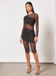 FEMME LUXE Sheer Mini Dress Black  - Image 1