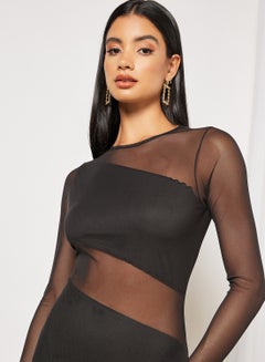 FEMME LUXE Sheer Mini Dress Black  - Image 3