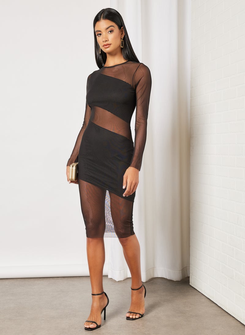 Sheer Mini Dress Black - v1648109781/N48562855V_4