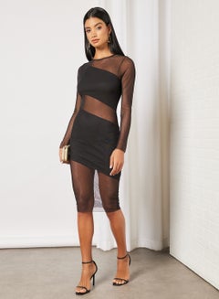FEMME LUXE Sheer Mini Dress Black  - Image 4