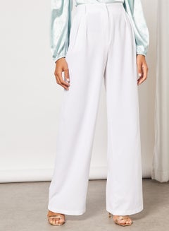 FEMME LUXE Pleat Detail Trousers White  - Image 1