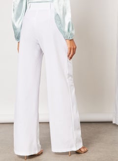 FEMME LUXE Pleat Detail Trousers White  - Image 2