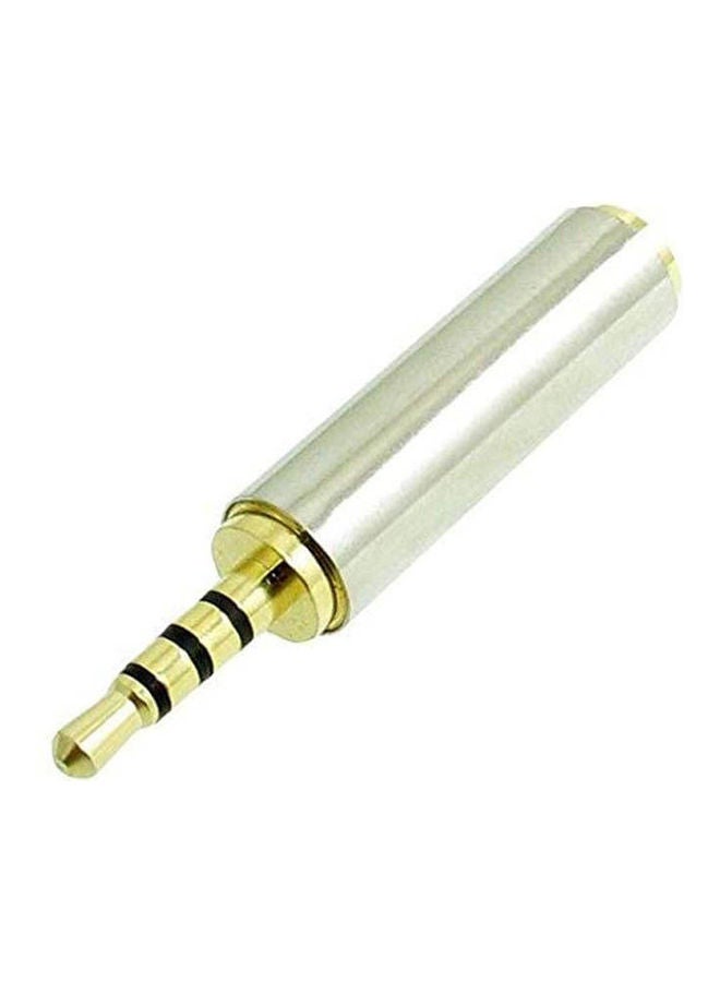 Audio 2.5mm Male Plug To 3.5mm Female Jack Aux Stereo Mic TRRS Adapter Silver