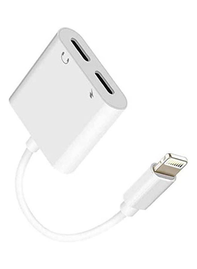 Lightning Adapter Splitter 2 In 1 Headphone Jack Audio Charge Cable Adapter Lightning Converter For Apple Iphone 8 X Plus 7 Plus White