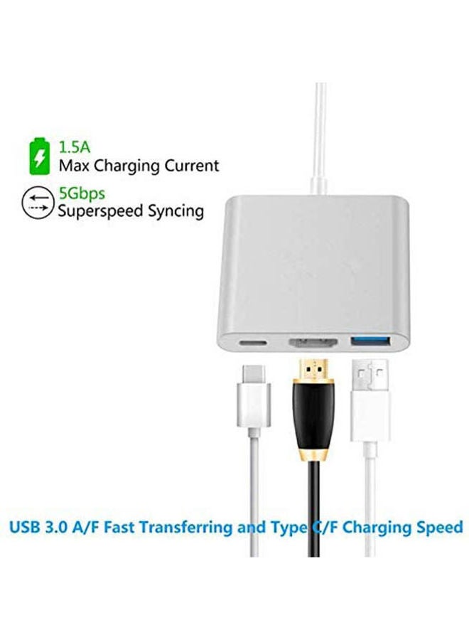 Hdmi Adapter Type C To Hdmi Usb 3.0 Charging Converter Usb-C 3.1 Grey - Image 2