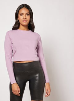 Sivvi x D'Atelier Solid Cropped T-Shirt Purple  - Image 1