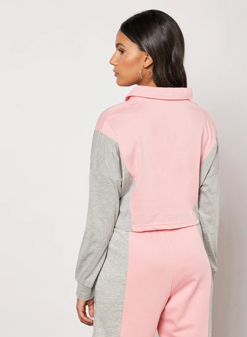 Sivvi x D'Atelier Colourblock Crop Top Pink