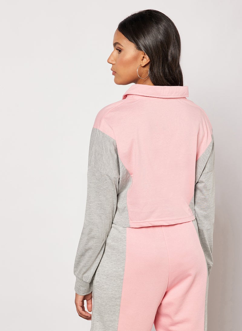 Sivvi x D'Atelier - Colourblock Crop Top Pink - Image 1