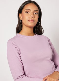Sivvi x D'Atelier Solid Cropped T-Shirt Purple  - Image 3