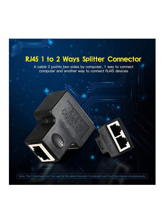 Generic - Rj45 Splitter Adapter Connector 1 To 2 Female Ports Black - Image 1