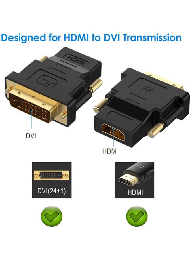 رانكي Dvi To Hdmi Adapter, Gold-Plated Converter 2 Pack Black - Image 2