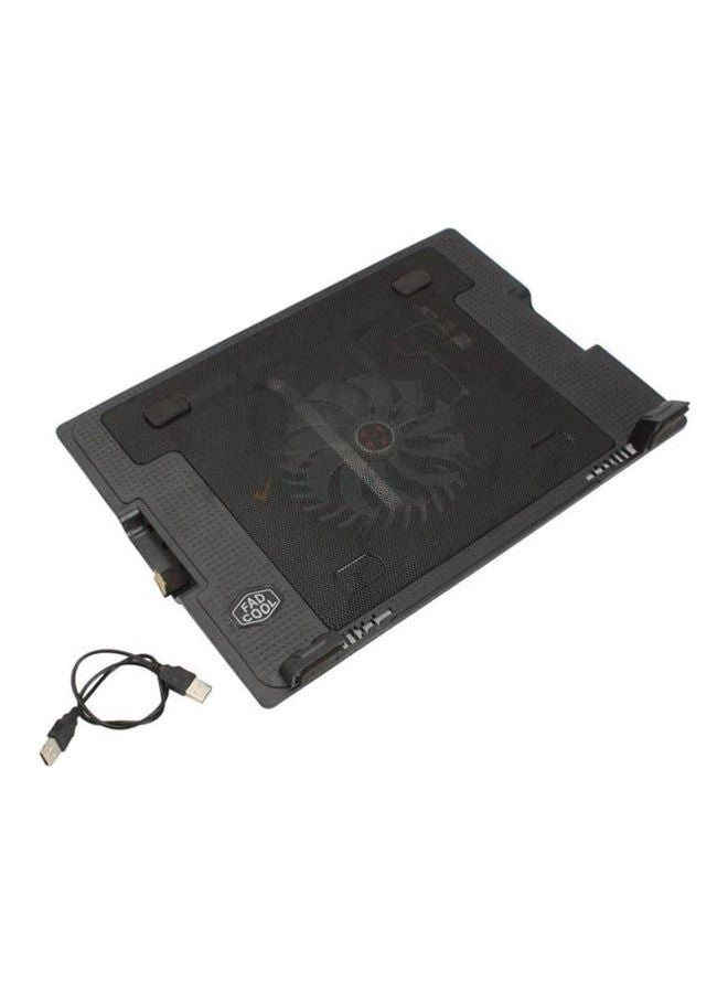 Generic - 5 Way Adjustable Stand Rack Notebook Laptop Pc Cooling Pad Powerful Fan Cooler Black - Image 1